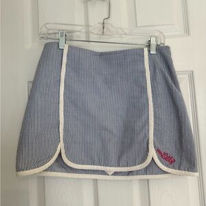 Lilly Pulitzer Blue and White Striped Mini Skirt with Cream Trim